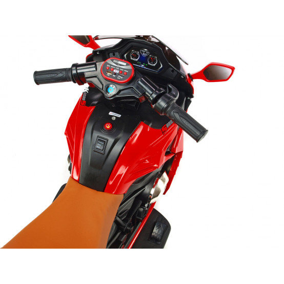 Sportovní motorka Dragon s plynovou rukojetí, nafukovacími koly a LED osvětlením, ČERVENÁ